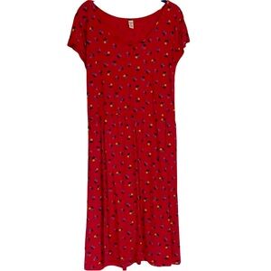 Old Navy red patterned short sleeve dress with removable tie.  Size XXL